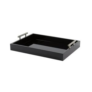 ถาดเสิร์ฟไม้สี่เหลี่ยมผืนผ้าพร้อมที่จับโลหะสีดำมาใหม่ทำด้วยมือสำหรับใช้ในบ้านและร้านอาหาร - Product Image 1