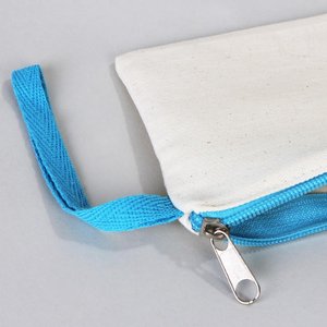 Turquoise Zippered Cotton Pouch 8x4 Portable Fabric Pencil <b>Case</b> - Product Image 5
