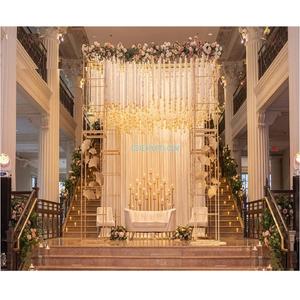 Mandap de Metal moderno a medida para bodas, Ideas y diseños, glamurosos, a la moda, Pilar iluminado con velas, conjunto de Mandap de boda - Product Image 1