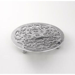 Elegant Modern <b>Kitchen</b> Dining Decor Round Nickel Finish Aluminium Metal <b>Trivet</b> Perforated Design Mats Pads for Decorative Table - Product Image 2