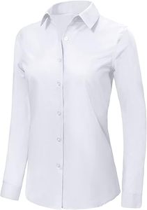Camisas de Vestir Básicas de Manga Larga para Mujer, de Algodón 100%, a Cuadros, Casuales de Oficina, Color Blanco, Transpirables, al por Mayor, MOQ Bajo - Product Image 2