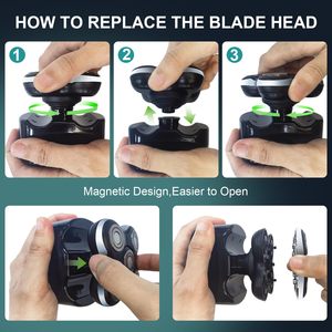 Paquete de 2 cabezales de repuesto de cinco cuchillas para afeitadoras eléctricas, compatibles con el afeitado facial para usuarios de afeitadoras rotatorias - Product Image 3