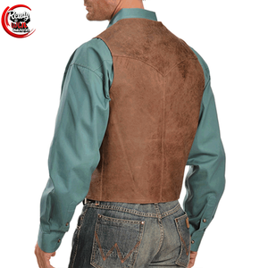 Gilet de motard en cuir de vachette personnalisé de haute qualité pour hommes avec col montant gilet d'hiver respirant décoration à boutons - Product Image 6