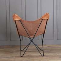 Vente en gros d'usine de chaise papillon en cuir beige pour le salon meubles de décoration d'intérieur à montage facile chaise en cuir élégante