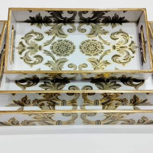 Plateau de service décoratif de luxe en bois massif Meena Art, écologique, durable, moderne, fait main, pour table à manger et maison - Product Image 3