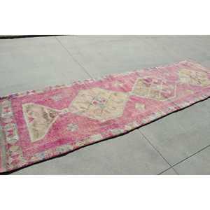 Turkish Rug, 3,1x11,3 ft <b>Runner</b> Vintage Rug, Herki <b>Red</b> Yellow Ikat Rug - Product Image 4