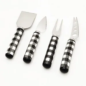 Handgemachte neue Design indische Versorgung Silber käse (4er-Set) Metall Käse Spreader und Messer im Großhandels preis für jeden Anlass