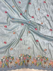 Crush tela bordado corte trabajo hacer para lehenga tela - Product Image 5