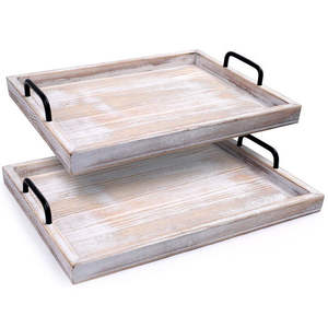 Beau plateau de service design rustique en bois aspect naturel décoratif Artisanat Technologie - Product Image 4