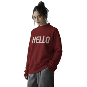 Sweat-shirt à col montant oversize tendance pour femme, automne-hiver, manches longues, tissu doux et écologique, logo imprimé personnalisé - Product Image 1