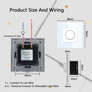 European Wall <strong>Fan</strong> Speed <strong>Controller</strong> with Glass Frame | Rotary Knob Dimmer <strong>Switch</strong> - Product Image 5