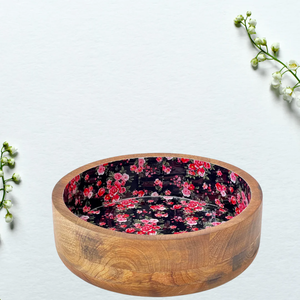 Bol de serveur de salade en bois imprimé émaillé nouvellement conçu bol imprimé de pâte en bois personnalisé de qualité supérieure - Product Image 5