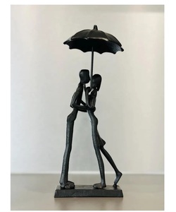 รูปปั้นโลหะคู่สไตล์โมเดิร์นดีไซน์นามธรรมที่เป็นเอกลักษณ์สำหรับการตกแต่งโต๊ะในโรงแรมและที่บ้าน - Product Image 1