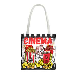 Borsa Tote Essenziale per Serata Cinema con Chiusura Aperta e Design Popcorn e Film per Uso Cinematografico - Product Image 1