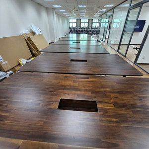 Mesa de Reuniones Rectangular HBCO055 de 200x100cm, Madera de Acacia con Patas de Hierro, Diseño Ovalado, Muebles de Oficina para Hoteles - Product Image 5