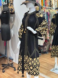 Elegante moda bordado ucraniano mano Floral bordado trabajo Puff y Flare manga larga ropa vestido largo Ucraniano - Product Image 5