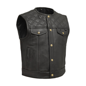 Gilet en cuir pour hommes sur mesure de couleur unie avec logo pour costumes d'été Prix raisonnables pour une longueur régulière - Product Image 4