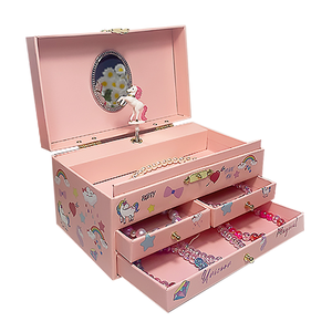 Музыкальная шкатулка с вращающимся розовым единорогом-балериной и ящиками для украшений, подарочная упаковка класса люкс ко Дню святого Валентина для девушки и жены - Product Image 1