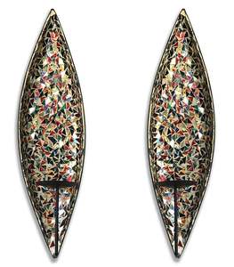 Candelabro de Pared Moderno con Espejo Curvo de Mosaico de Vidrio, Candelabro de Metal Moderno para Decoración de Bodas, Hoteles y Hogares - Product Image 3