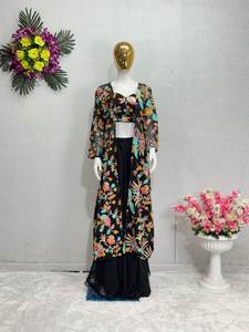 PARTY WEAR FANCY SHRUG CON CHINE SECUENCIA TRABAJO CHOLI - Product Image 2