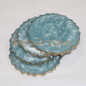 Posavasos de Resina con Aspecto de Ágata y Borde Dorado, Personalizados, Redondos, Estilo Clásico, Resistentes al Calor, para Mesa de Hogar, Venta al Por Mayor - Product Image 1