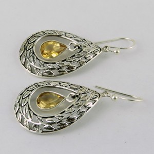 New Product ! Shri Ashapurs Jewels Bohemia Style Charm Yellow Citrine <b>Huggie</b> <b>Earrings</b> 925 <b>Sterling</b> <b>Silver</b> Christian Jewelry - Product Image 2