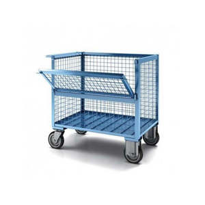 Chariot de jardin robuste en aluminium, capacité 300 kg, chariot à quatre roues avec panier en maille, chariot de rangement industriel, personnalisable OEM - Product Image 1
