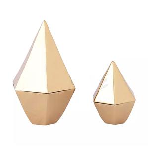 ชามอลูมิเนียมใส่ผลไม้แบบแห้งพร้อมส่งรูปทรงเรขาคณิตสีทองทำจากโลหะภาชนะหวานและลูกกวาด - Product Image 1