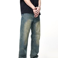 Vente en gros de jeans pour hommes nouveau design coupe ajustée pantalon en denim classique lourd de style vintage avec motif patchwork caractéristique grande taille