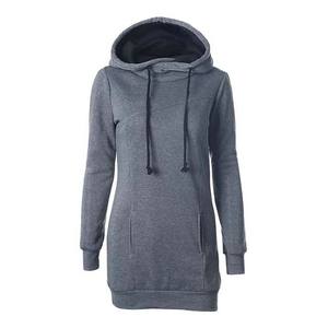 Sudaderas CON CAPUCHA DE Color gris para mujer, sudaderas con capucha largas transpirables para otoño e invierno, ropa de algodón con bolsillo de secado rápido al por mayor - Product Image 1