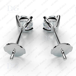 Pendientes de Moissanita Cultivada en Laboratorio de 2.00 CT, Modernos, con 4 Puntas Curvas, Oro Rosa, Cierre de Rosca, Plata de 14K, para Compromiso o Aniversario - Product Image 5