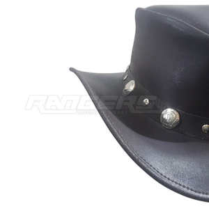 Sombrero de Vaquero de Cuero de Búfalo con Banda de Conchos, Moda para Exteriores, Marca Privada, Sombrero de Cuero para Hombre - Product Image 3