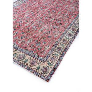 Tapis en laine noué à la main rouge-orange vintage, motif floral abstrait bohème classique, rectangulaire pour couloir et maison Pae-2095 pour salon - Product Image 2