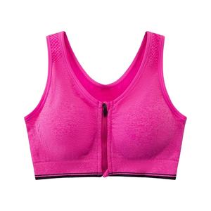 Custom Logo High Quality Women's <b>Zip</b> <b>Front</b> <b>Sports</b> <b>Bra</b> for Hot Yoga Fitness & Gym Running-Plus Size Included Breathable Seamless - Product Image 1