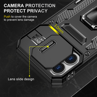 Coque de téléphone antichoc hybride TPU+PC avec béquille et protection intégrale de l'appareil photo Rugged Armor pour 16 Plus/15/14