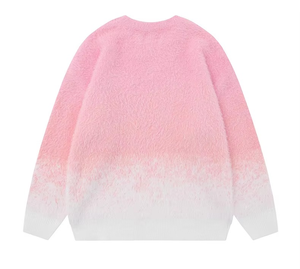 Men's Acrylic Knit Pullover <b>Sweater</b> Streetwear <b>Rainbow</b> Texture Fuzzy Long Sleeve Front Logo Customizable - Product Image 5