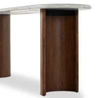 Étude Acacia Bois Croissant Pieds En Forme De Marbre Top Design Élégant Couloir Entrée Salon & Maison Table Console En Bois Massif