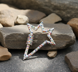 Breloques en argent sterling 925 plaqué or avec fermoir mousqueton en forme de grande étoile, multicolores, sans nickel, sans plomb - Product Image 6