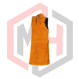 Gants de soudage orange et noir, paume renforcée en cuir, antistatiques, 14 pouces, 11 oz, poignet en tricot, Mig Mag Tig Stick BBQ Grill Fireplace - Product Image 3