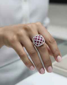 Best And Unique Hot Selling Design With Moissanite Diamonds With Red <b>Stone</b> Fine Ring - Product Image 3