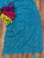 Tendance indienne magnifiquement conçue demi Jalebi Saree Georgette broderie séquence travail pour fête et mariage porter