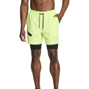 <b>Men's</b> 100% Cotton Summer Sports <b>Shorts</b> Quick-Drying Casual Fitness Joggers Zipper Pocket Double Layer 2-in-1 Training for - Product Image 2
