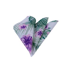 Hoja hawaiana verde y lila púrpura Floral bolsillo cuadrado elegante traje chaqueta accesorio - Product Image 1