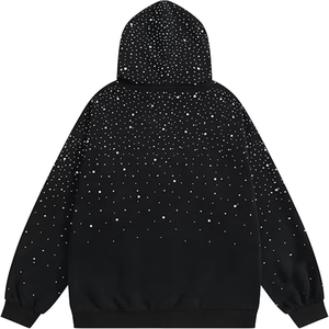 Sweat-shirts pour hommes 100% coton avec strass, mode luxe décontractée streetwear, pull personnalisé, écologique, lourd, épaules tombantes - Product Image 2