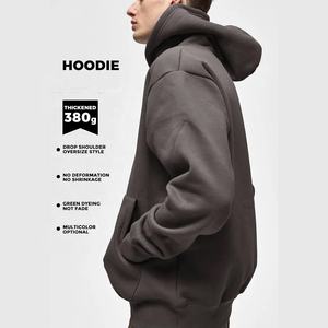 Custom Logo Design Black Men Plain 400 Gsm Heavy Cotton Thick Heavyweight Hoodie Blank High Quality Hoodies - Product Image 6