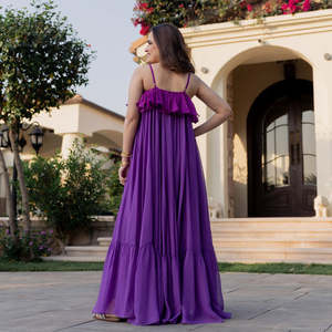 Vestido largo de diseñador bohemio de alta calidad para mujer de verano, plisado, con hombros descubiertos, largo hasta el suelo, para fiestas, respetuoso con el medio ambiente - Product Image 5