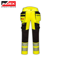 Pantalon de travail pour homme INDEX, noir avec bandes réfléchissantes, multi-poches, uniforme tactique de plein air, pantalon cargo