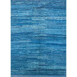พรมขนสัตว์ถักมือสีน้ำเงิน Nuray ขนาด 9x12 ฟุต ลายทางสไตล์โอเรียนทอล สำหรับบ้าน ทำมือคุณภาพสูง รูปทรงสี่เหลี่ยมผืนผ้า สำหรับห้องนอน ห้องนั่งเล่น สำหรับวัยรุ่น-Pae-929 - Product Image 1