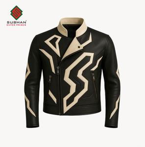 Blouson Bomber Casual d'Hiver pour Homme avec Col Mandarin Fermeture Éclair Motif Uni Cuir Synthétique Service OEM - Product Image 4