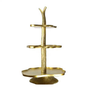 Vente chaude En Métal Forme Ronde 2 Niveaux Gâteau Stand Doré Fini Pour Mariage Fête D'anniversaire Présentoir À La Main En Vrac - Product Image 5